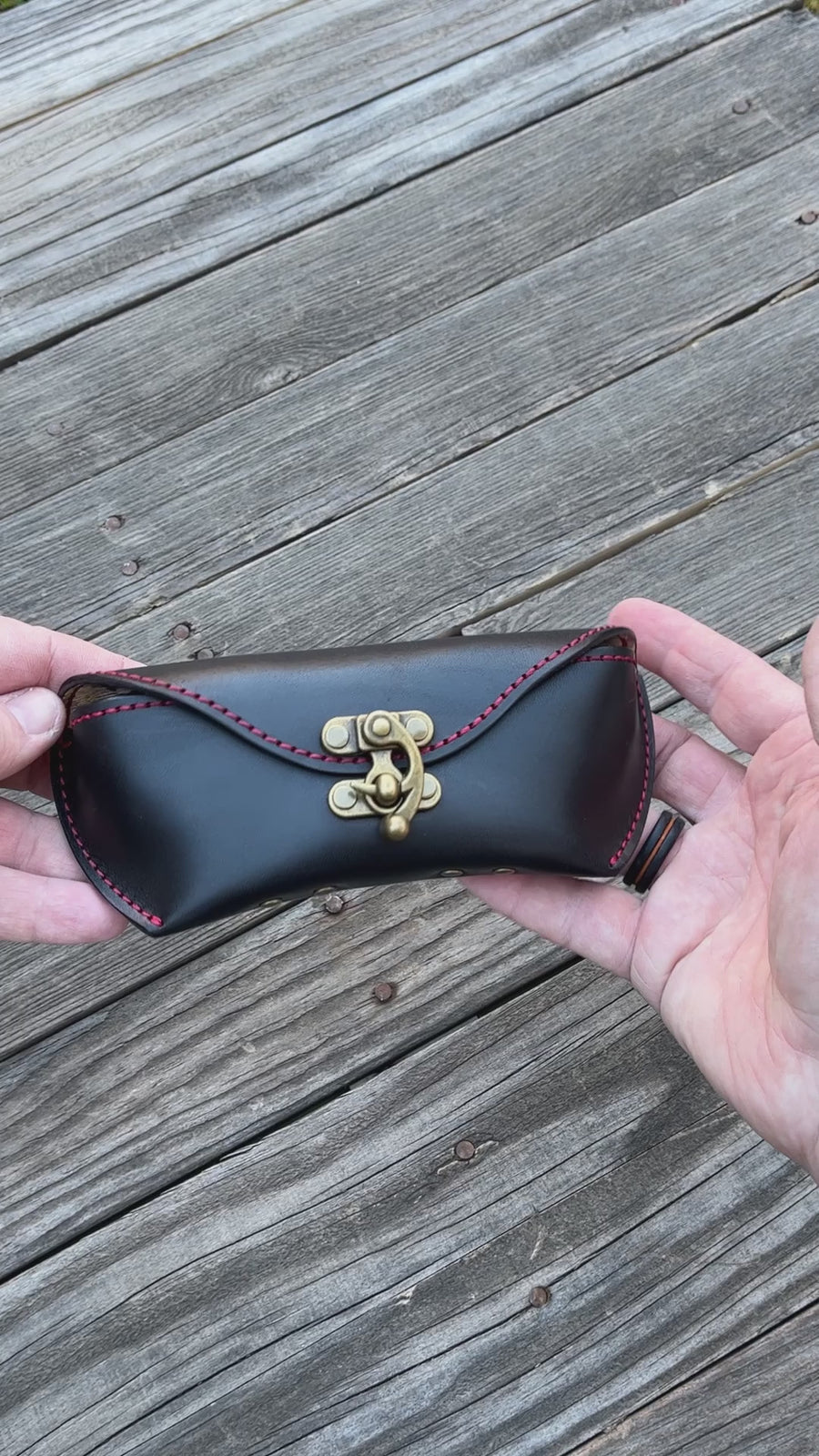 Sunglass case - Black / Red Thread