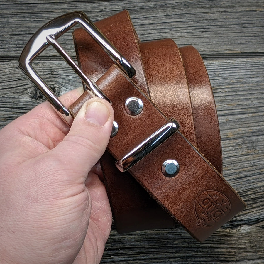 MEDIUM BROWN LEATHER BELT B8504