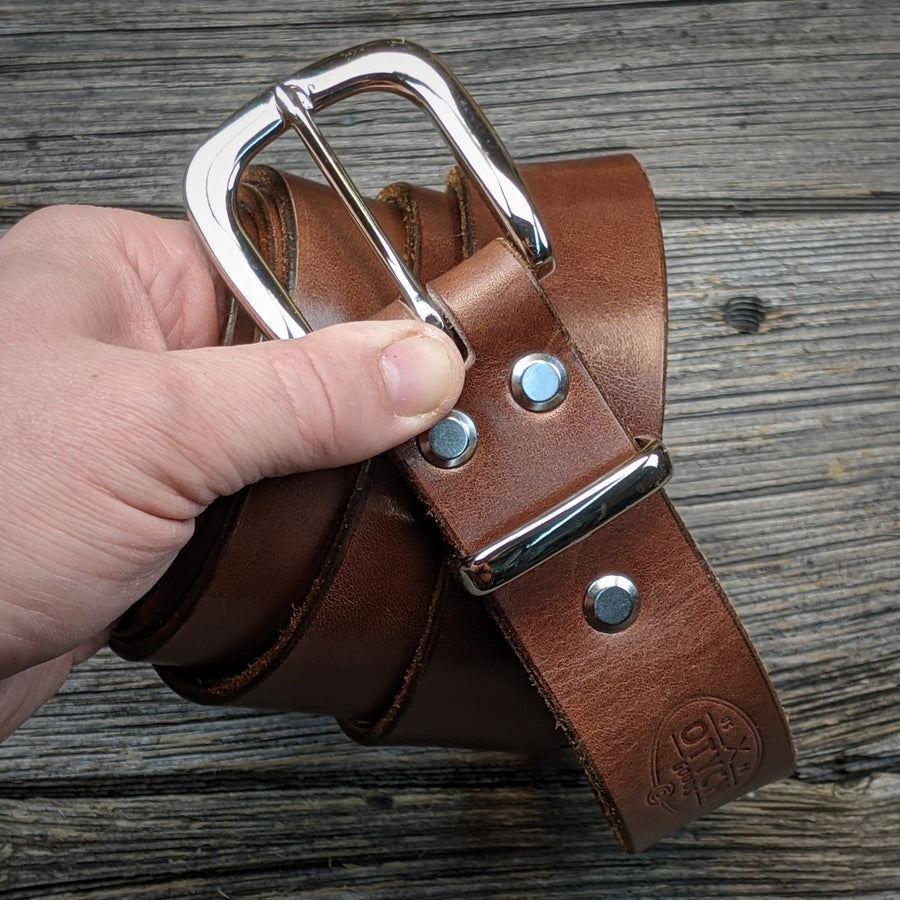 MEDIUM BROWN LEATHER BELT T3139