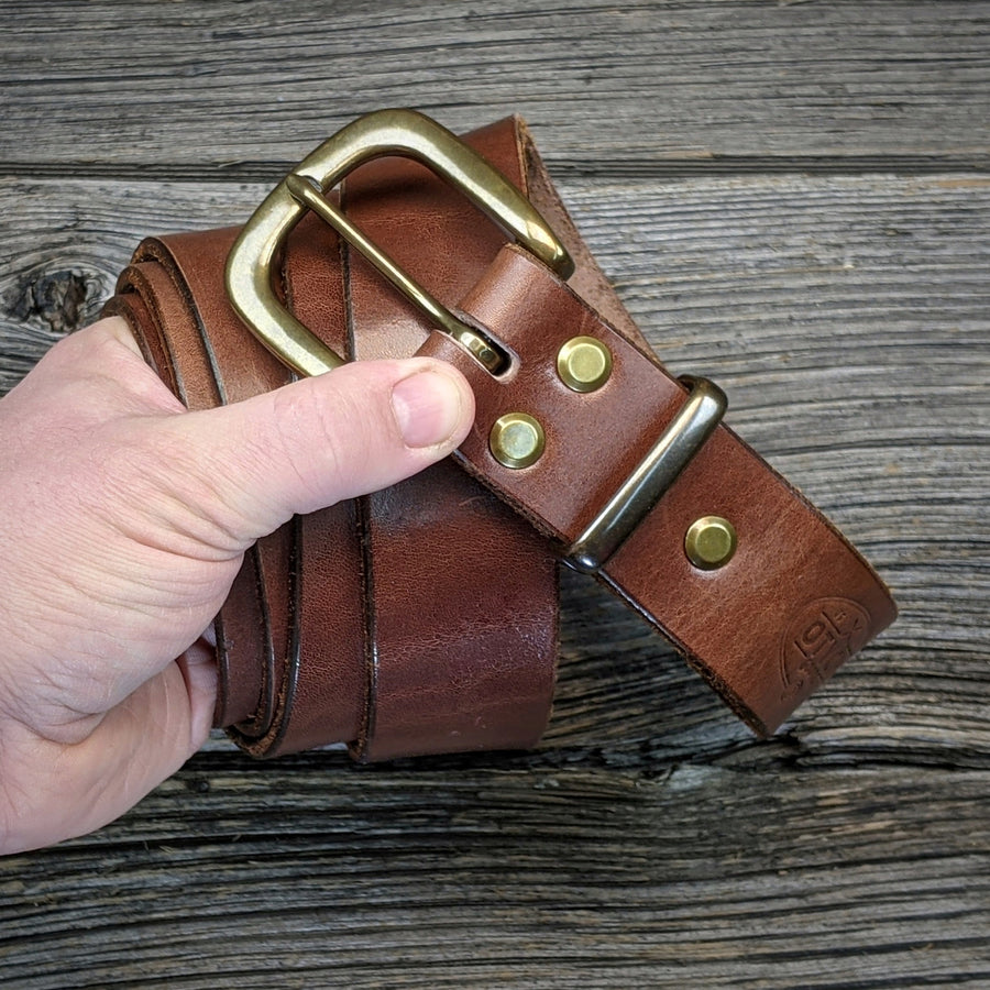 MEDIUM BROWN LEATHER BELT T3139