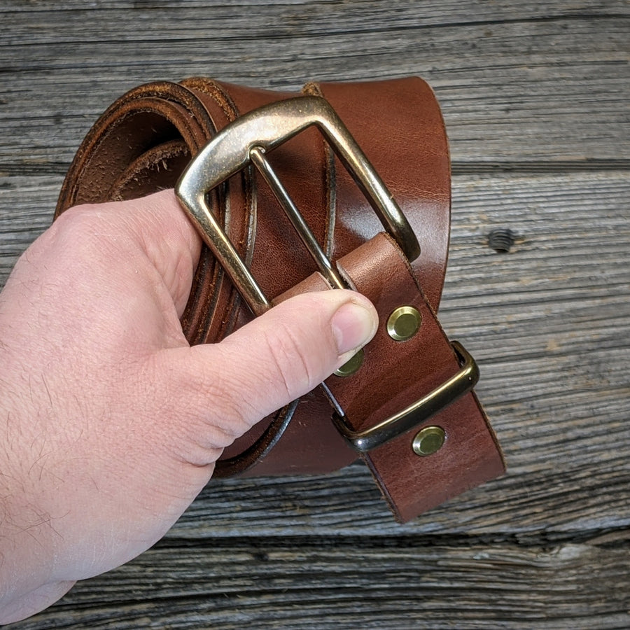 MEDIUM BROWN LEATHER BELT B8504