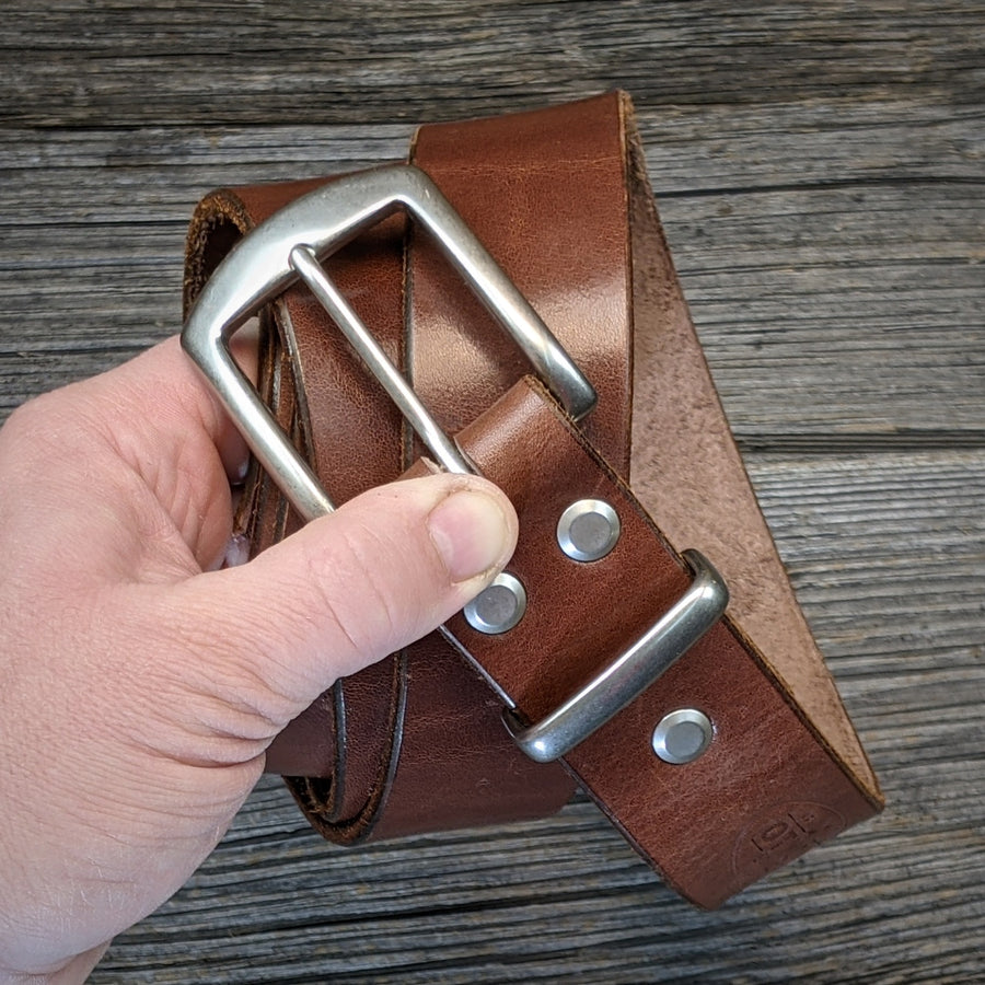 MEDIUM BROWN LEATHER BELT B8504