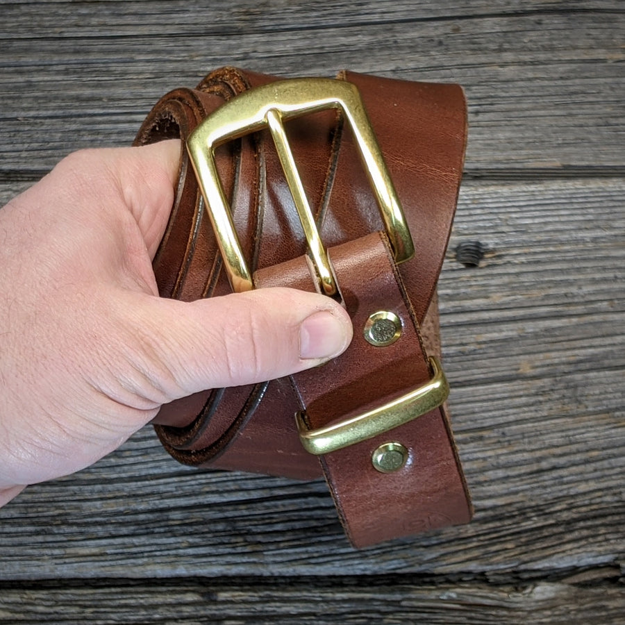 MEDIUM BROWN LEATHER BELT B8504