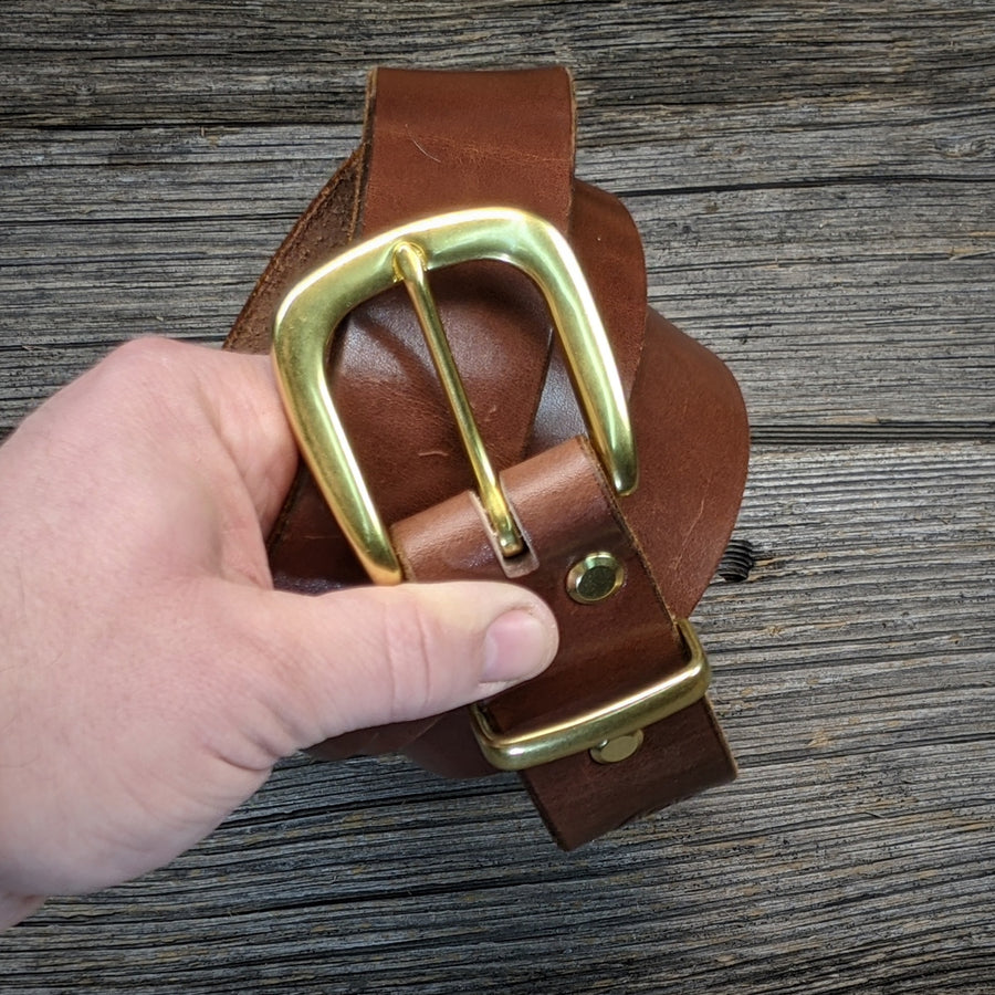 MEDIUM BROWN LEATHER BELT T3139