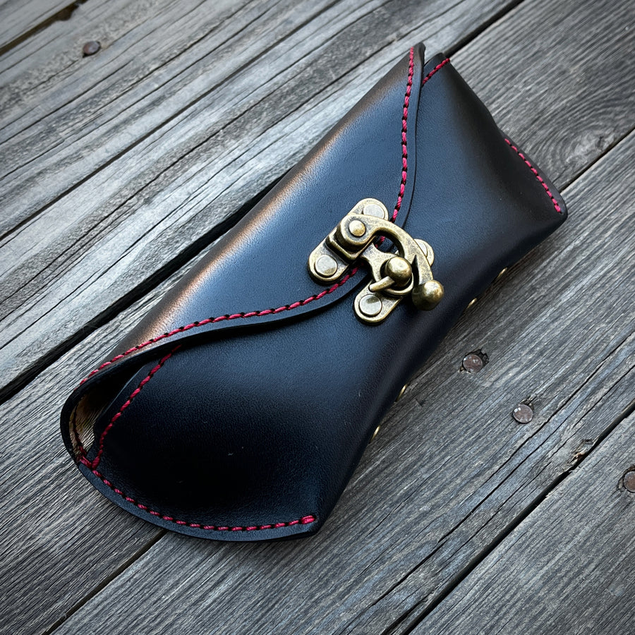 Sunglass case - Black / Red Thread